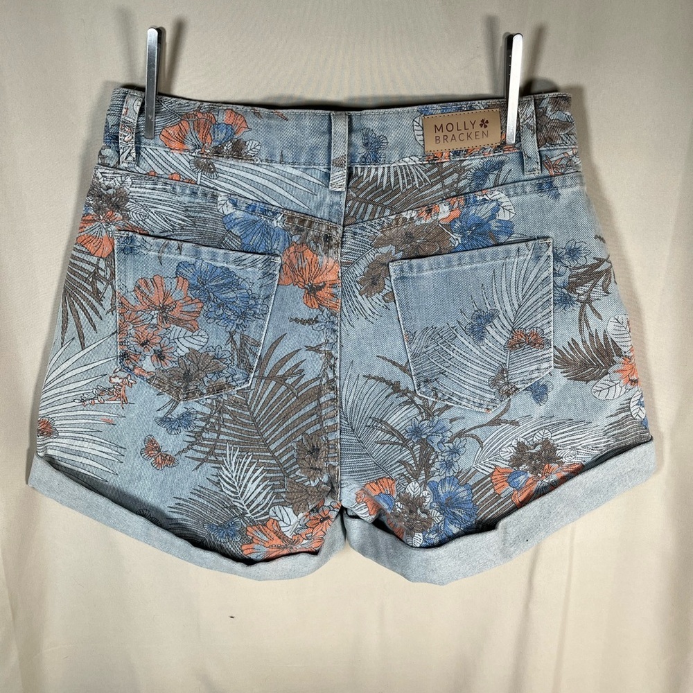 NWT Molly Bracken Floral Jean Shorts - Blue and Orange - Picture 7 of 11